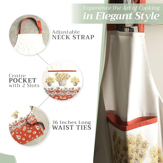 Maison d' Hermine 100% Cotton Apron for women with Pocket Kitchen Chef Apron for Men Cooking Gardening Server Waitress