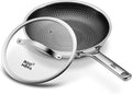 Non Stick Frying Pans Hybrid Ceramic With Lid, 12 Inch Tri-Ply Stainless Steel Skillet, Non-Toxic, PFAS/PFOA/PTFE Free, Metal Utensil Safe, Dishwasher & Oven Safe,Induction Compatible