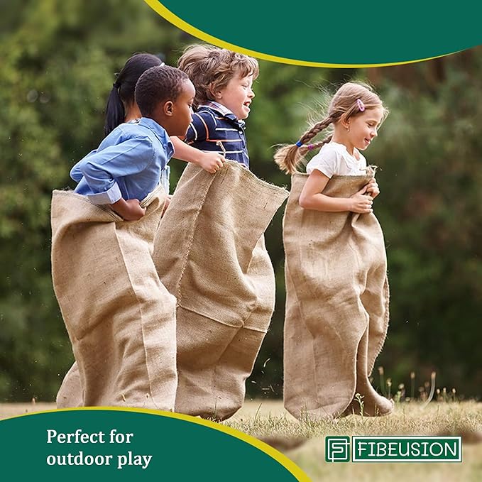 Heavy Duty Reusable Burlap Sacks (Set of 6) – 24" X 40" Perfect Sack Race Bags for Adults and Kids, Outdoor Lawn Games, Vegetable Storage & Gardening - 50lbs Capacity Potato Sacks