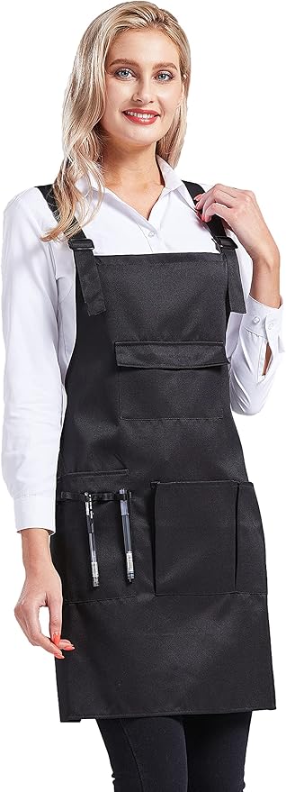 Nanxson Adjustable Women Bib Apron Multi Function Professional Salon Stylist Work Apron with Tool Pockets CF3010
