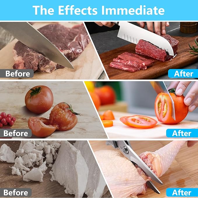4-in-1 knife sharpener [4 stages], original quality polishing blade, the best kitchen tool for paring knives, steel knives and scissors - including a pair of anti-cutting gloves