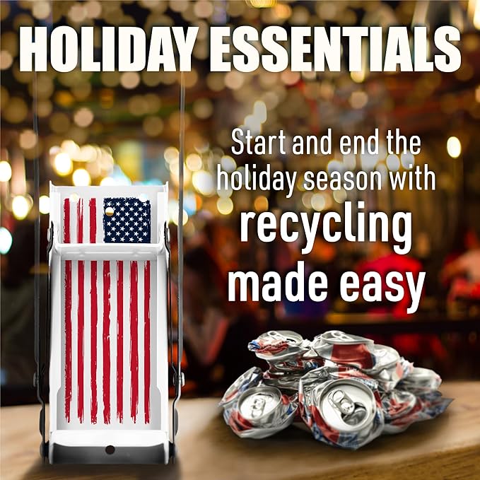 Mckay 12 Oz. Metal Can Crusher, Can Crusher Wall Mounted, Can Crushers for Recycling Wall-Mounted Smasher for Aluminum Seltzer, Soda, Beer Cans and Bottles, Gadgets for Home - American Flag