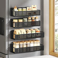 SONGMICS Strong Magnetic Spice Rack for Refrigerator, Set of 4, 2 Large and 2 Small Kichen Magnetic Shelves for Microwave, Washing Machine, Spice Organizers, No Drilling Needed, Ink Black UKCS061B01