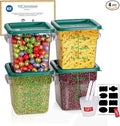 4QT NSF Food Storage Containers with Lids: 4 PCS [Total Food Grade][Hot&Cold Resistant] Commercial Clear Food Storage Containers for Restaurant Kitchen Proof Dough, Measuring Spoons Included(Green)