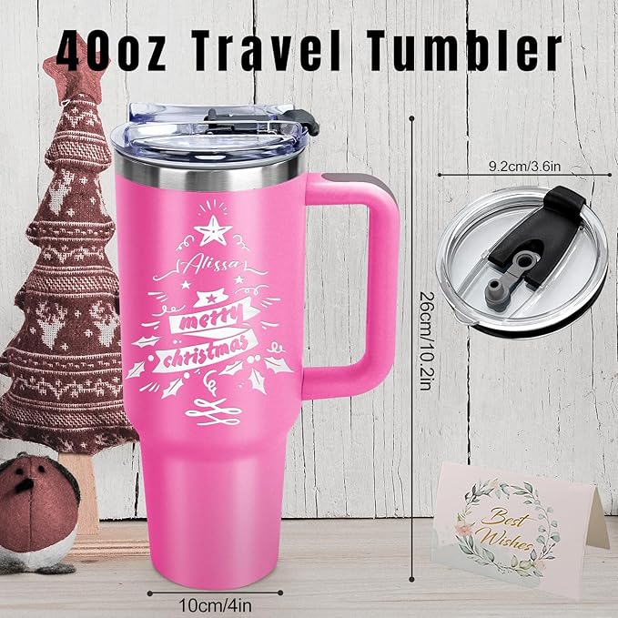 Personalized Tumblers with Engraved Name - Made in USA, Personalized Birthday Gifts for Men Women, Custom 40oz Stainless Steel Coffee Tumbler with Lids and Straws, Custom Travel Cup (40oz Tumbler)