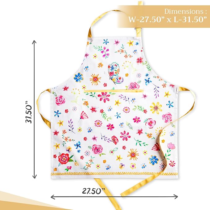 Maison d' Hermine 100% Cotton Apron for women with Pocket Kitchen Chef Apron for Men Cooking Gardening Server Waitress