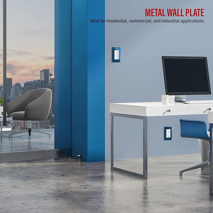 ENERLITES Decorator Switch Metal Wall Plate, Stainless Steel Outlet Cover, Corrosion Resistant, Standard Size 1-Gang 4.50" x 2.76", Stainless Steel 201, 7731-PBL, Polished Blue