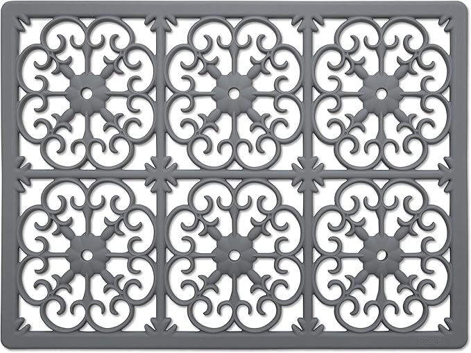 GASARÉ, Extra Large, Thick, Silicone Trivet for Hot Dishes, Pots, and Pans, Heat Resistant Mat for Countertop, Hot Pad for Kitchen, Easy to Clean, 16 x 12 x 3/8 Inches, Gray