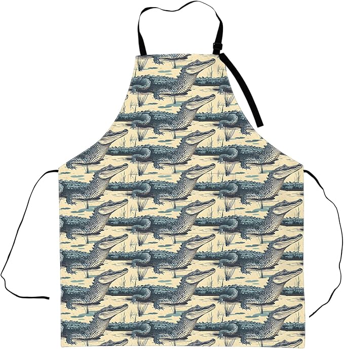 Vintage Alligator Apron,Adjustable Waterproof Oxford Fabric Kitchen Apron with 2 Pockets for Men and Women, Cooking, Baking, BBQ, Coffee Shop, Housewarming Gifts, 28x33 Inches