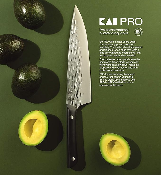 Kai PRO 3 Piece Starter Set, Includes 8" Chef, 3.5" Paring & 6" Utility Knives, Hand Sharpened Knife Set, Japanese AUS6M Stainless Steel Blades, Full-Tang POM Handles, NSF Certified