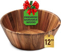 Woodenhouse Wooden Salad Bowl, Salad Bowl, Wooden Bowl - 12" Round Design Fruit Bowl, Handmade, Durable and Stylish Natural Wood Dining Accessory