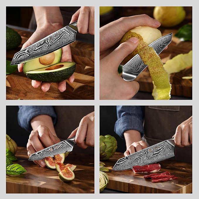 Wakoli Nitoko 3-Piece Kiritsuke Knife Set – Professional Damascus Kitchen Knives | 67-Layer VG10 Core Steel | Ergonomic G10 Handles | Japanese-Style Chef Knife Set in Wooden Gift Box