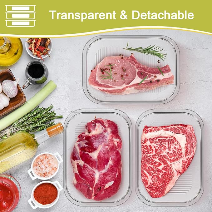 Stackable Deli Meat Container with Drainage Groove and Silicone Lid, Clear Refrigerator Storage Containers for Lunch Meats, Cold Cuts, Bacon, Cheese, BPA Free - 1 Layer