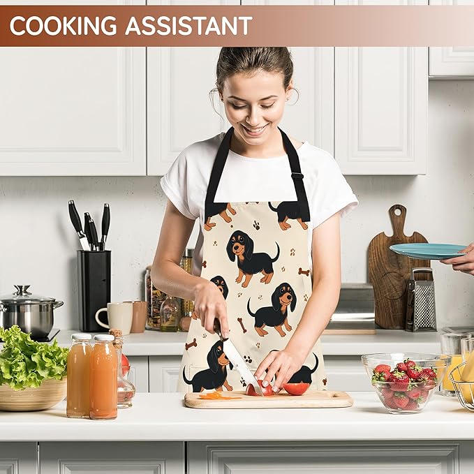Apron with Pockets for Women, Adjustable Kitchen Cooking BBQ Chef Apron, Gifts for Mom Birthday, or Holidays