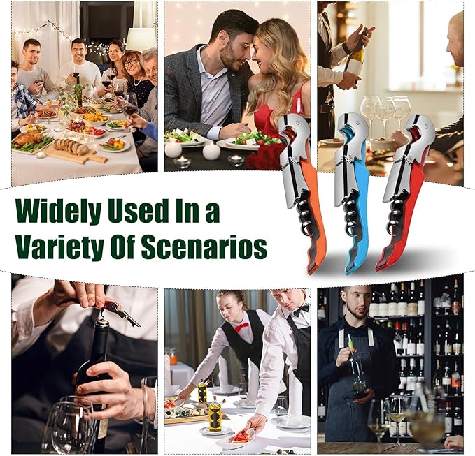 12 Pieces wine key wine opener Stainless wine bottle opener Fold Serrated Foil Cutter wine keys for bartenders for Family, Company Party,Bars,Restaurants(6 Color)