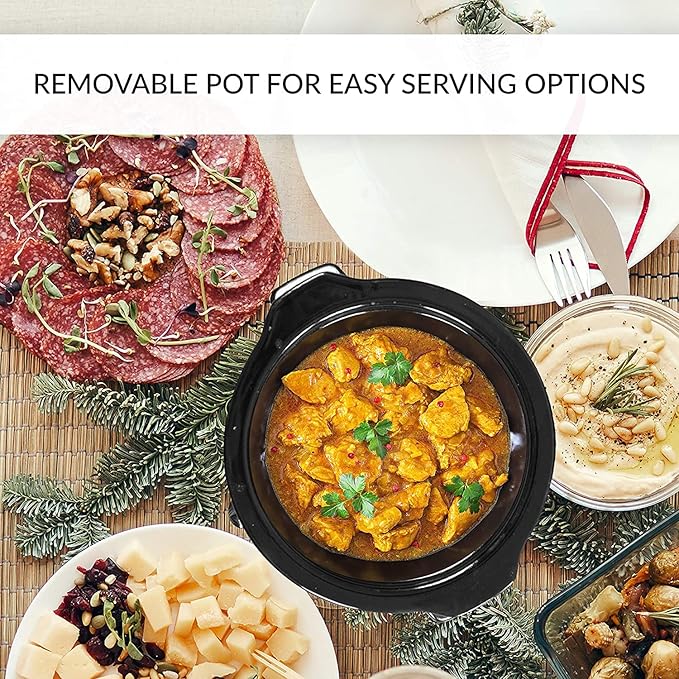 Sunvivi Dual Pot Slow Cooker, 2 Pot Small Mini Crock Buffet Server and Warmer, Upgraded Oval Ceramic Double Pot Buffet Food Warmer Adjustable Temp Glass Lid, Total 2.5 Quarts