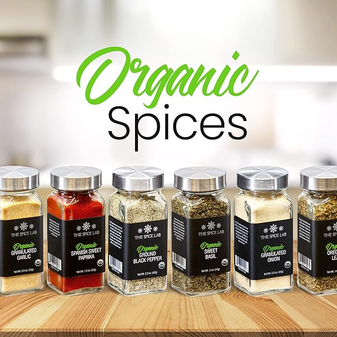 The Spice Lab Complete Organic Spices and Seasonings Set - 30 Jar Spice Kit Variety Pack - Complete Starter Spice Set Great BBQ, Grilling and Spice Gift Sets - Ultimate Culinary Cooking Spices Set