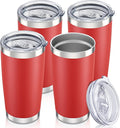 20 oz Tumbler with Lid Stainless Steel Insulated Tumblers Bulk Double Wall Vacuum Cups Powder Coated Travel Mug Keep Drinks Cold and Hot, Wine Red, 4 Pack
