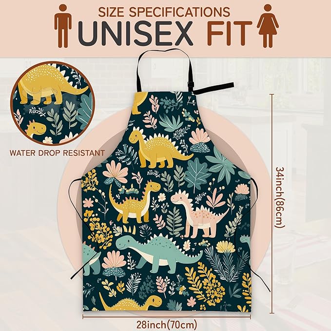 Kitchen Apron with Pocket,Waterproof Adjustable Neck and Long Ties, Cooking Baking Gardening Painting Apron for Women