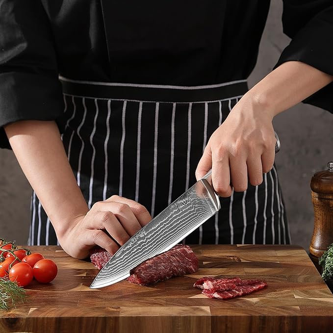 Wakoli EDIS 5-Piece Damascus Kitchen Knife Set – Professional Kitchen Knives with VG10 Core, 67-Layer Damascus Steel Blades and Ergonomic Pakkawood Handles – Premium Chef Knife Set in Wooden Gift Box