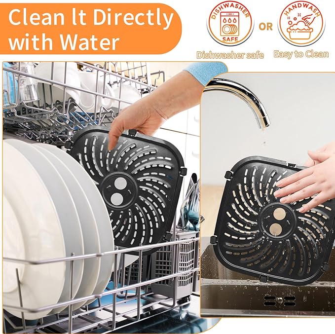 Air Fryer Grill Pan for PowerXL Vortex Pro 6 QT Air Fryer, Oval Nonstick 8.67''*8.67''Air Fryer Accessories Replacement Parts Rack Tray Basket Crisper Plate with Rubber Bumpers,Dishwasher Safe
