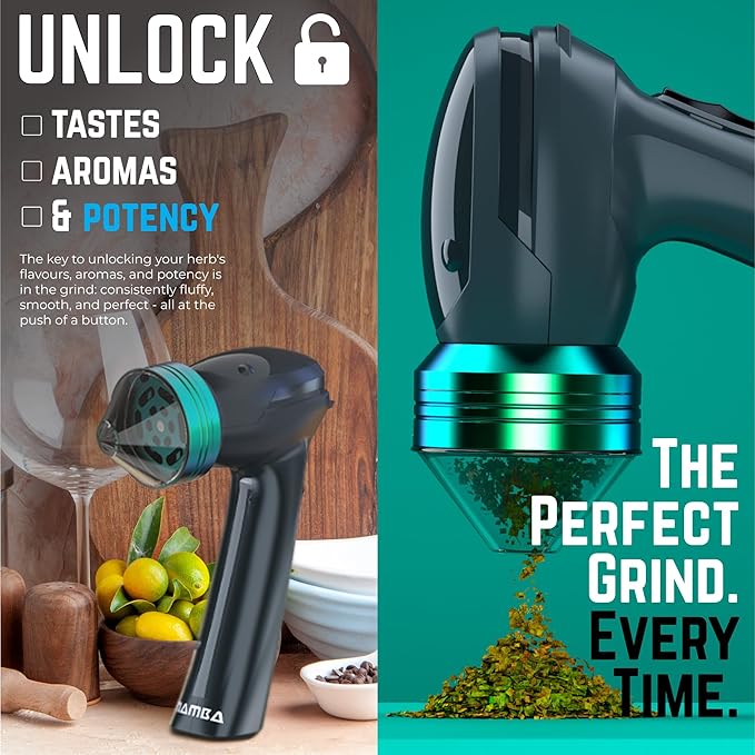 Mamba Electric Herb Grinder – USB Rechargeable Spice Grinder, 1g Portable Metal Grinder for Herbs, Quick & Easy-to-Use Spice Mill for Kitchen