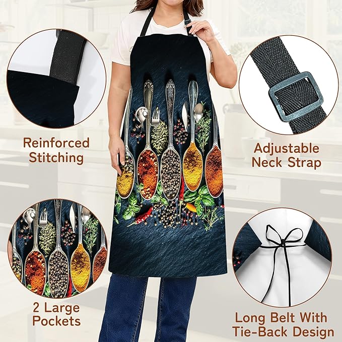 Adjustable Kitchen Apron with Pockets for Women and Men,Soft Chef Apron for Cooking, BBQ, and Grill