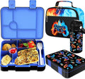 Bevalsa Kids Bento Lunch Box with 6 Compartment, Stainless Steel Metal Water Bottle, Insulated Bag & Utensils, BPA-Free Leakproof Food Container for School Boys Girls, Back To School Gift