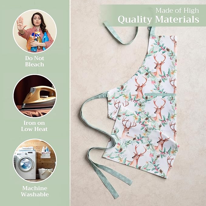 Maison d' Hermine 100% Cotton Apron for women with Pocket Kitchen Chef Apron for Men Cooking Gardening Server Waitress