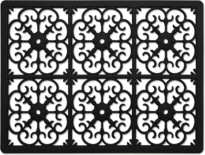 GASARÉ, Extra Large, Thick, Silicone Trivet for Hot Dishes, Pots, and Pans, Heat Resistant Mat for Countertop, Hot Pad for Kitchen, Easy to Clean, 16 x 12 x 3/8 Inches, Black