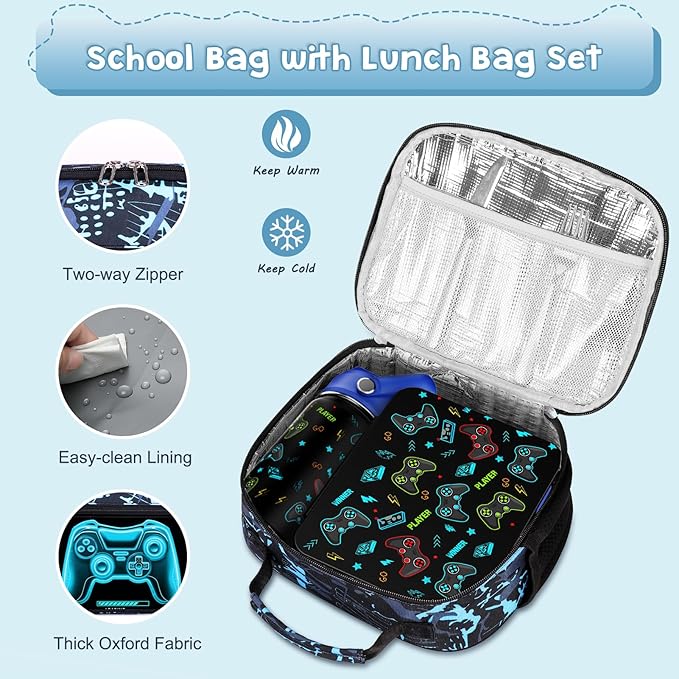 Bevalsa Kids Bento Lunch Box with 6 Compartment, Stainless Steel Metal Water Bottle, Insulated Bag & Utensils, BPA-Free Leakproof Food Container for School Boys Girls, Back To School Gift