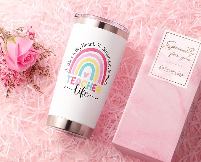 Teacher Gifts for Women, Christmas Appreciation Gift for Teacher, 20 OZ Tumbler Teachers Gifts from Student, Big Heart Insulated Cup Unique Graduation Thank You Retirement Birthday Gift for Teachers