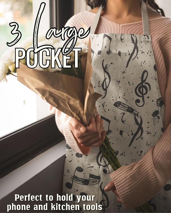InnoBeta Music Lover Gifts, Musician Gifts Apron, Apron with Pockets and Adjustable Neck Strap