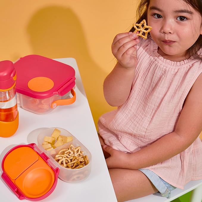 b.box Snack Box 2-Pack - Leak Proof Mini Bento Box for Kids & Toddlers, 2 Compartment Snack Containers, Dishwasher Safe, BPA-Free, PFAS-Free, Ages 4mo+, 1 3/4 Cup Each (Ocean Breeze + Blue Slate)