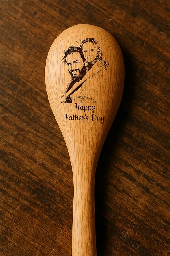 Custom Dad Gifts, Personalized Engraved Wooden Spoon, Gift Father's Day for Grandpa, Papa Photo Gift, Birthday Gifts For Dad, Him, Chef, Baking, Cooking, Housewarming, Kitchen Spoon