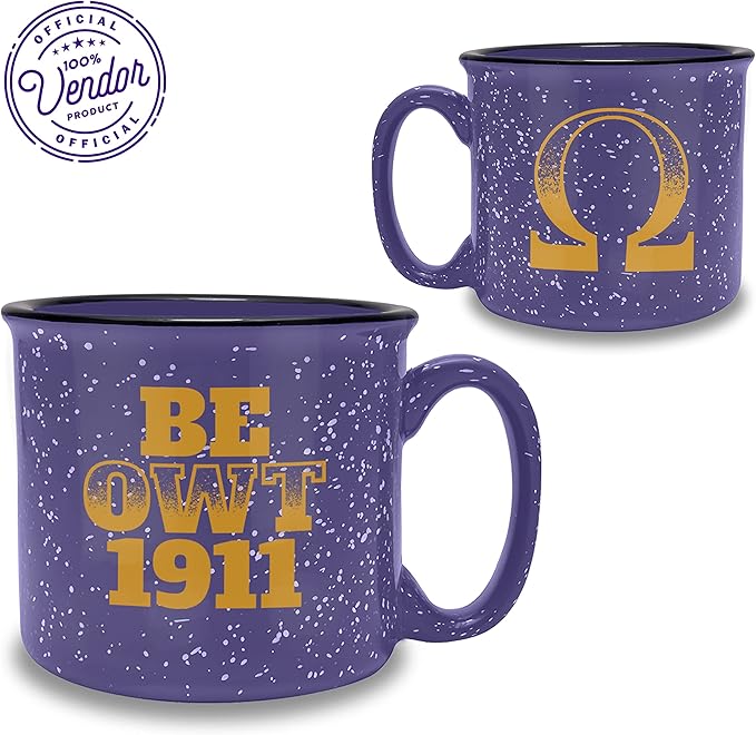 BBGreek Omega Psi Phi Fraternity Paraphernalia - Official Vendor - 15 oz Ceramic Campfire Mug - OMEGA