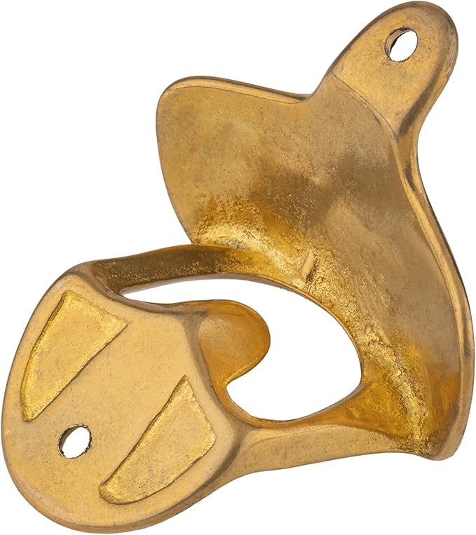 Cast Brass Classic Bottle Opener Wall Mounted | Vintage Bar Accessories for the Home or Restaurant | UA-725-PB