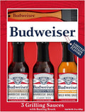 Budweiser BBQ Sauce Variety Pack - Grilling Sauce Gift Set with Basting Brush Perfect for Barbeques and Marinades - 3 x 6 oz