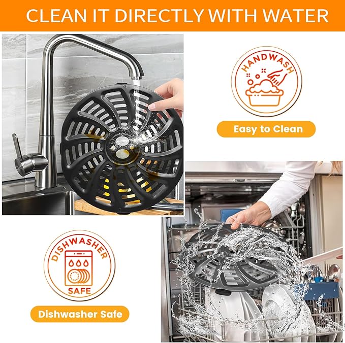 Air Fryer Accessories for Gourmia GAF536 GAF566 GAF556 5QT, 8.8''×8.4'' Nonstick Air Fryer Replacement Parts Tray Rack Grill Pan Grill Plate Basket Crisper Plate with Rubber Bumpers