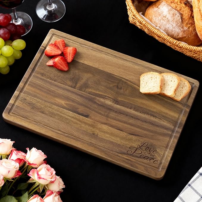 Personalized Acacia Wood Cutting Board Gift - Laser Engraved Custom Board,Printed in USA,Customizable Acacia Wood Cutting Board Eco-Friendly Woodfor Weddings, Housewarming & Christmas