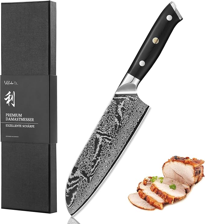 Wakoli Nitoko Santoku Knife – 7.1-Inch Professional Damascus Kitchen Knife | 67-Layer VG10 Core Steel Blade | Ergonomic G10 Handle | High-Performance Japanese-Style Chef’s Knife in Gift Box