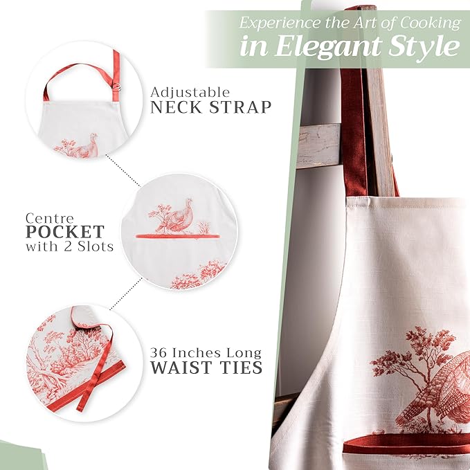 Maison d' Hermine 100% Cotton Apron for women with Pocket Kitchen Chef Apron for Men Cooking Gardening Server Waitress