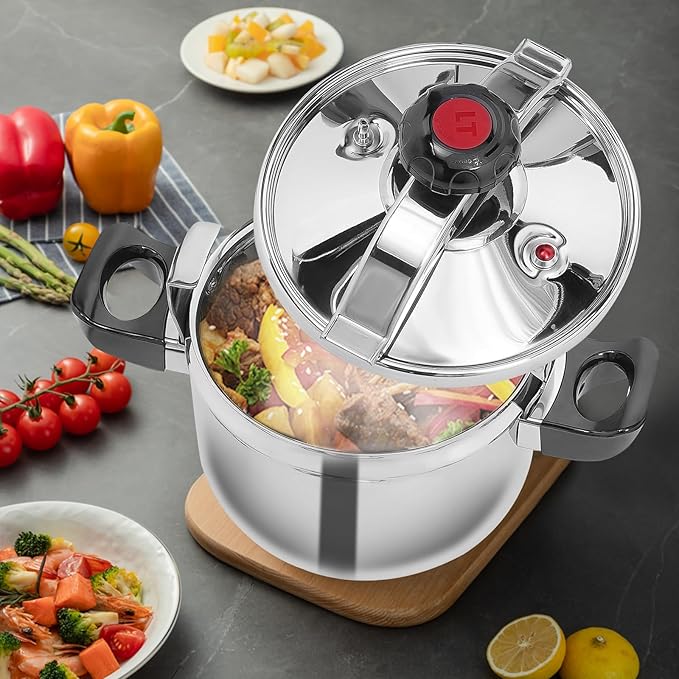 Stainless Steel Pressure Cooker 4+ Quart - High Safety 60Kpa Pressure Pot for Kitchen Boiling & Stewing on All Stoves – Ideal for Versatile Cooking and Quick Meals