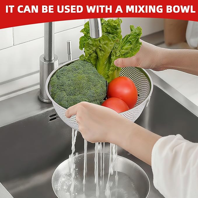 7-Pcs Stainless Steel Mixing Bowls Set with Handles, Nesting Metal Bowls with Lids & Strainer, Base for Baking, Cooking & Meal Prep (1.2/2.5/4.5 QT)
