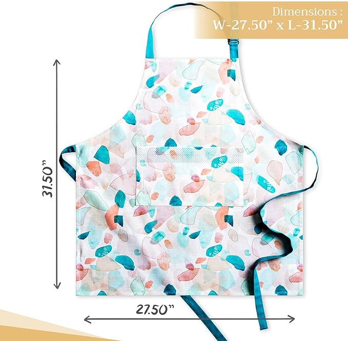 Maison d' Hermine 100% Cotton Apron for women with Pocket Kitchen Chef Apron for Men Cooking Gardening Server Waitress