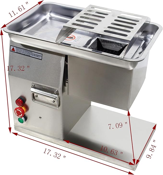 YF-90T 110V Tabletop Commercial Meat Slicer, Electric Food Slicer with 4mm Blade, 800W Stainless Steel Electric Meat Cutter Machine, Pork, Beef, Mutton, Pickled Foods
