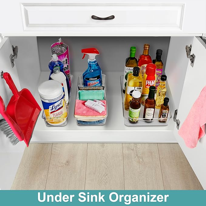 Sorbus Fridge Organizer on Wheels - Rolling Fridge Organizers and Storage Clear Design with Dividers & Handles for Kitchen Organization and Storage (Flat Top)