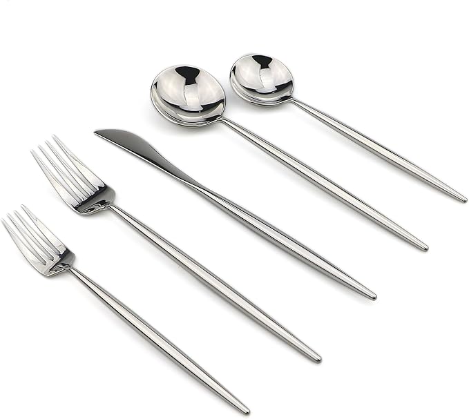 20-Piece Flatware Set, 18/10 Stainless Steel Dishwasher Safe, Mirror Polishing Silver