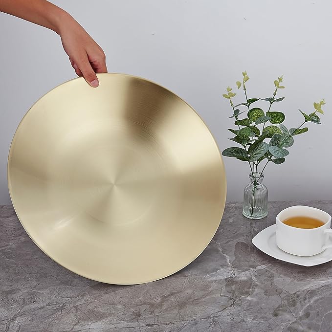 SANQIAHOME 18/8 Staniless Steel Large Serving Bowls,35cm/13.8 in,mixing-bowls pasta-bowls salad-bowls Gold