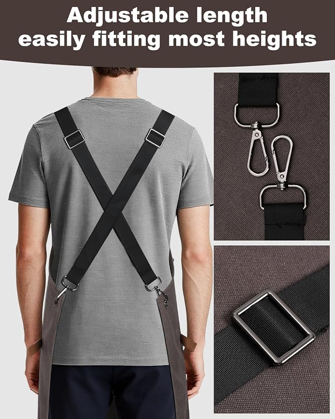 Kitchen Apron - 3 Large Pockets, Cross Back Apron With Adjustable Straps, Cooking Kitchen Chef Apron For Women And Men, Wear-Resistant & Easy To Clean.